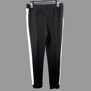 Chico's Ankle Zip Joggers Women's 0R Black White Stripe Sides Athleisure Comfort